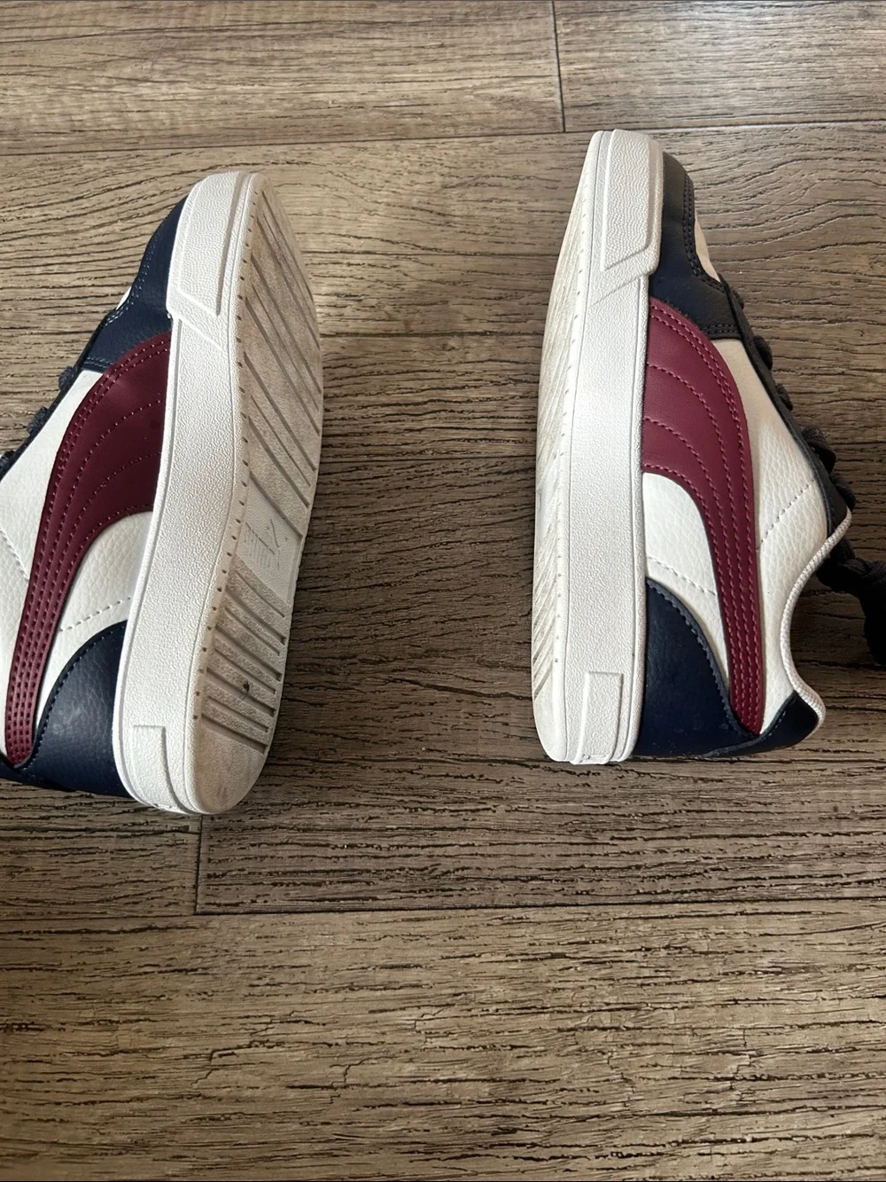 Puma Kids White Navy Burgundy Low-Top Sneakers